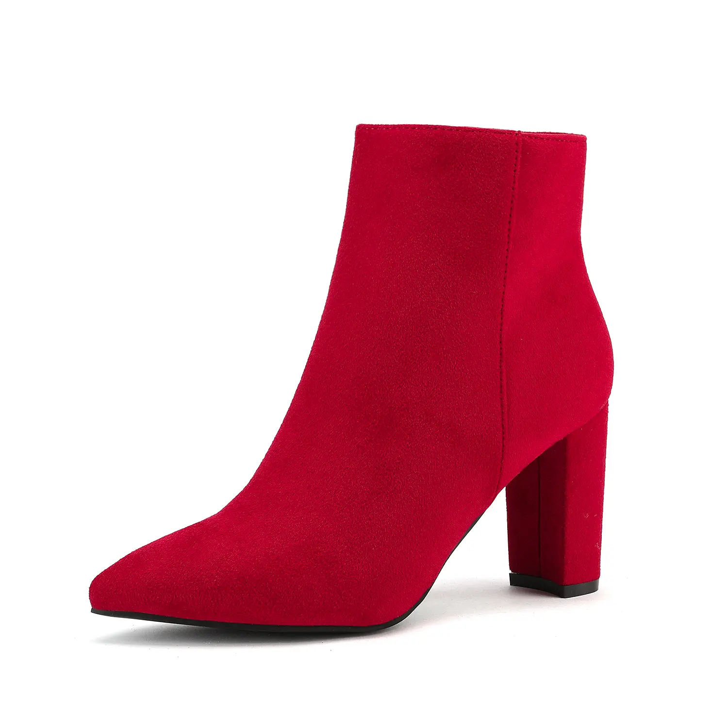 DREAM PAIRS Women's Sianna Classic Chunky High-Heel Ankle Booties - Soft Leather, Rubber-Soled Women's Footwear