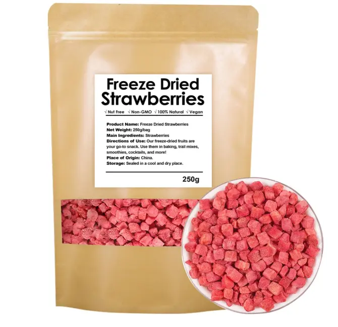 Freeze Dried Strawberries Pieces 8.8 Oz/250g, Crispy Dried Strawberries | 100% Natural, No Additives