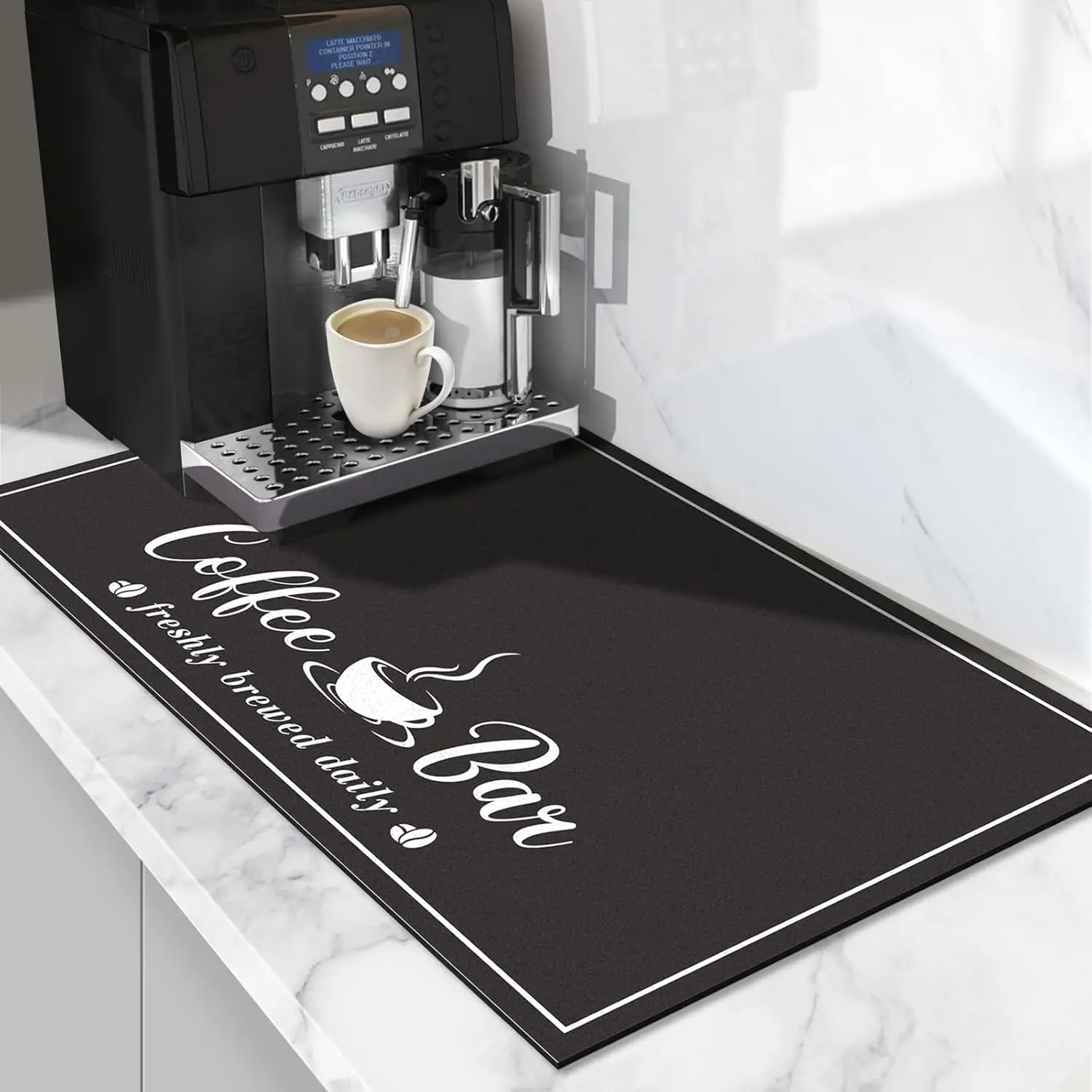 Coffee Mat, Absorbent Dish Drying Mat for Kitchen Counter, Fashion Style Coffee Bar Accessories for Coffee Maker Espresso Machine Coasters Tableware
