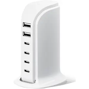USB Charger,  Station for Multiple Devices 65W, Fast  Blocks with 4Type C Ports, Dual USB  Hub Organizer Multiport for , Ipad, Smartphones, Travel Accessories