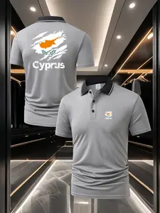 Men's Cyprus Flag Theme Polo Shirt - Front & Back Double Print Design Stylish & Versatile Summer Breathable Comfortable Short Sleeve Business Sports Casual Top