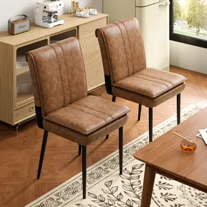 Set Of 2/4/6 Folding Backrest Dining Chairs Mid Century Modern  Faux Leather Accent Chairs, Kitchen Side Chairs With Padded Seat, Dining Room Parsons Chairs For Dining Room Living Room,
