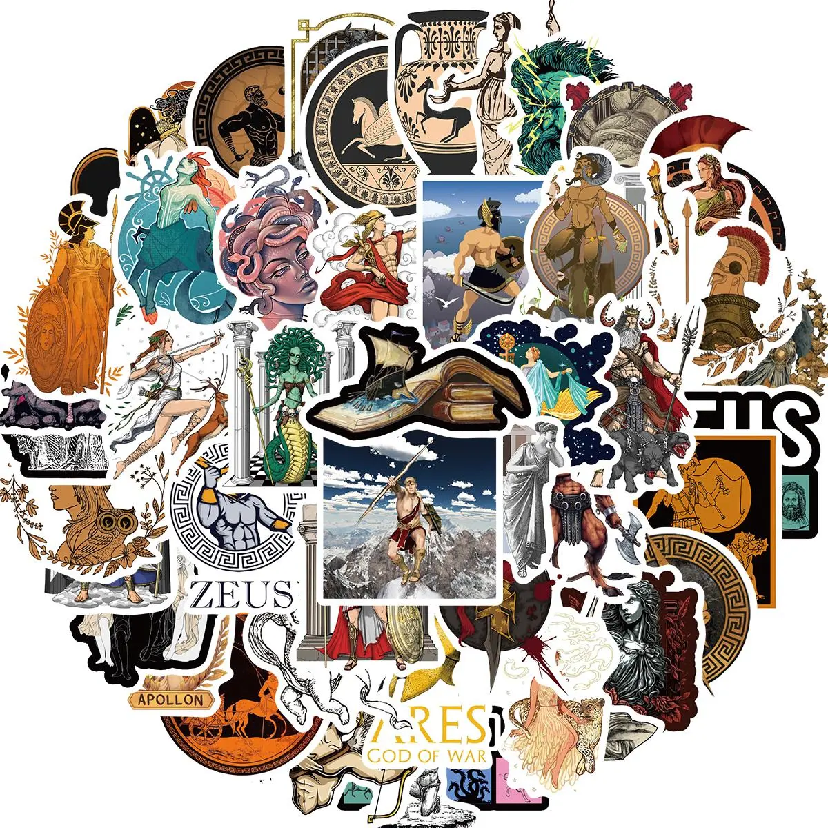 Greek Mythology Themed Sticker, 50pcs/set Self Adhesive Decorative Stickers, DIY Decals for Water Bottle, Laptop, Phone Case, Scrapbooking, Ornaments