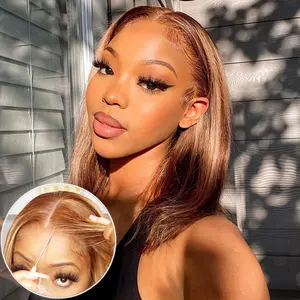 {Highlight 2P427}Megalook Bob Wig 13x6 Glueless HD Lace Frontal Wigs Short Cut Straight Bob for Black Women 220%Density