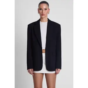 Classic Column Oversized Blazer - Black
