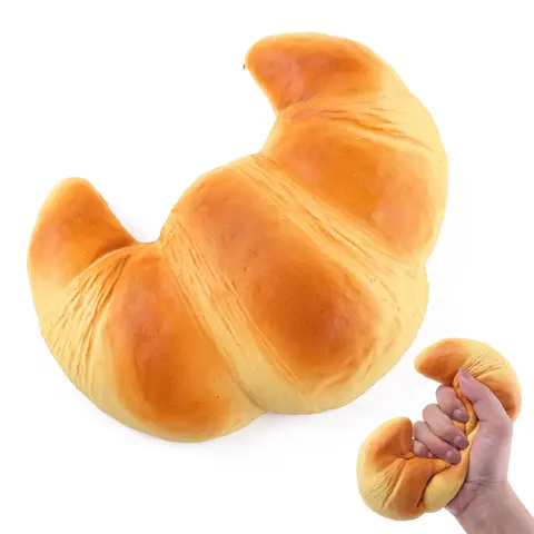 Anboor Kawaii Jumbo Croissant Shaped Giant Soft Plush Bread Foam Slow Rising Squishy - Non-Toxic, BPA-Free Stress Reliever, Fidget Accessory, Birthday Gift for Squishy Enthusiasts