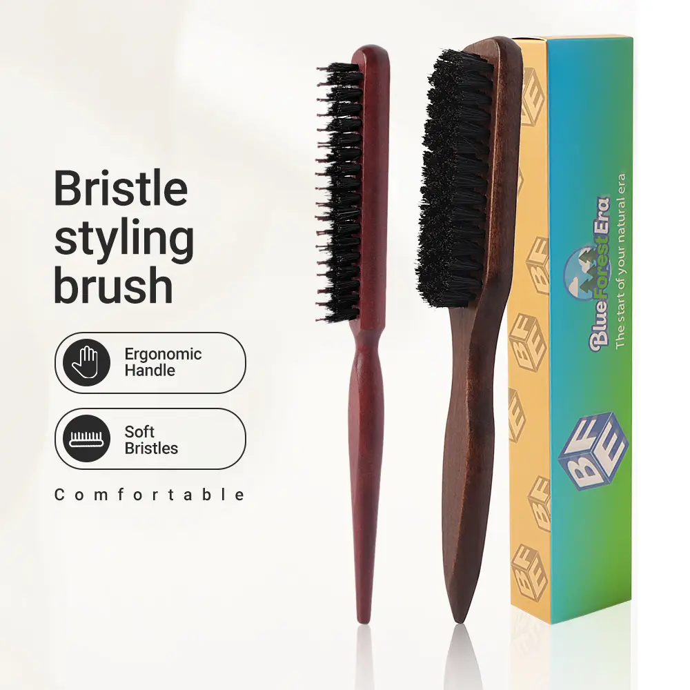 Boar bristle hair brush and beard brush (unisex), fragrance-free professional hairstyling brush suitable for thick or thinning hair; ideal for gradient hairstyles, cleaning razors, and smoothing the back; a must-have for back-to-school, travel, and vacati
