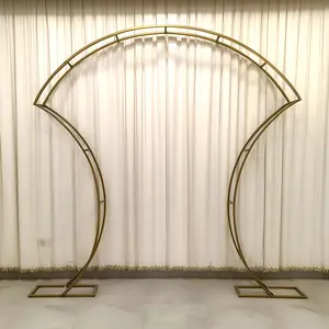 7ft Gold Double-Curved Metal Arch Frame – Backdrop, Balloon & Flower Arrangement Display Stand