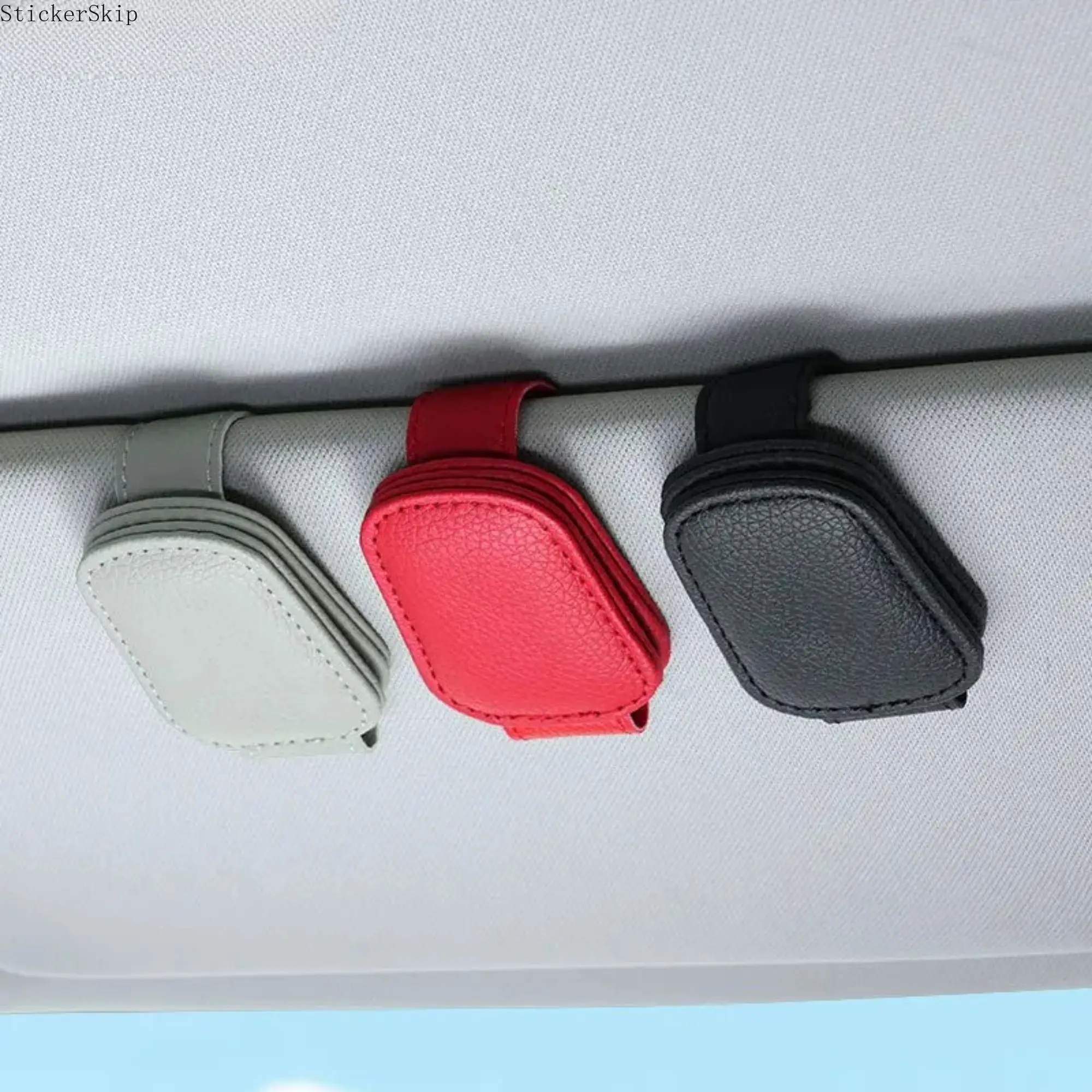 2026 3-Pack Magnetic Car Visor Sunglasses Holder – PU Leather Glasses Clip Organizer for Car, Universal Sun Visor Storage Clip, Premium Auto Accessory for Driving & Daily Use
