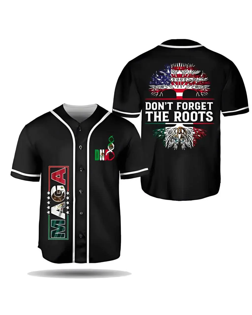 American Grown with Mexican Roots Baseball Jersey Patriotic Heritage Shirt