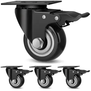 3 Inch Industrial Heavy Duty Swivel Caster Wheels with ,Set of 4 Safety Locking Casters,Load 1600lbs, Polyurethane Wheels for Table,Trailer, Table,Stage Toolbox,Bed,Corn Board