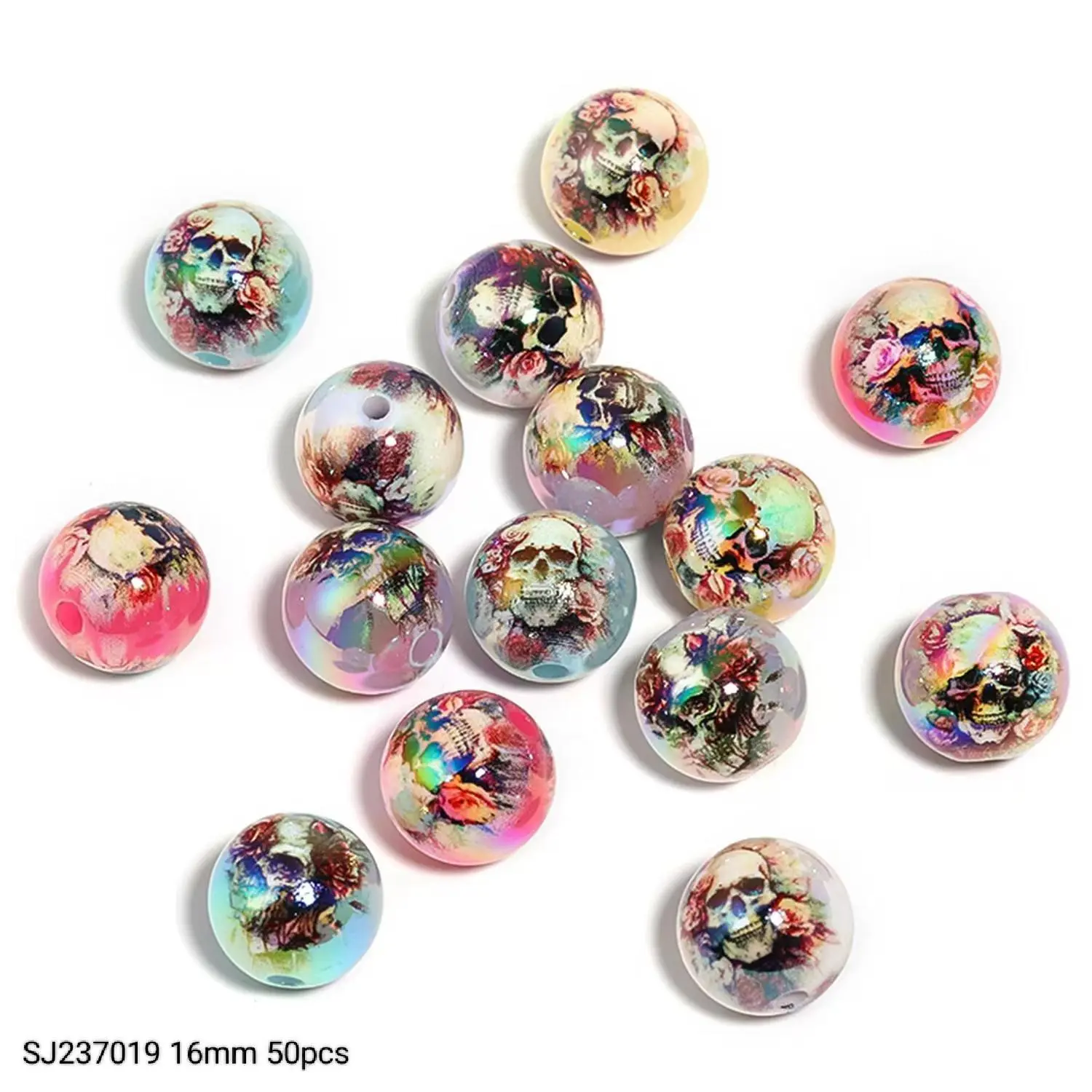 SJ237019 16mm 50pcs Skull 
