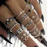 Vintage Punk Heart & Wing & Star Design Ring Set, Stackable Rings, Stacking Ring Set, Adjustable Rings, Fashion Jewelry for Party, Daily Clothing Decor, Trendy All-match & Exquisite Jewelry for Birthday Gift