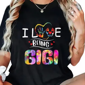 100% Cotton Unisex Womens I love Being Gigi - Colorful Art- Grandmatee