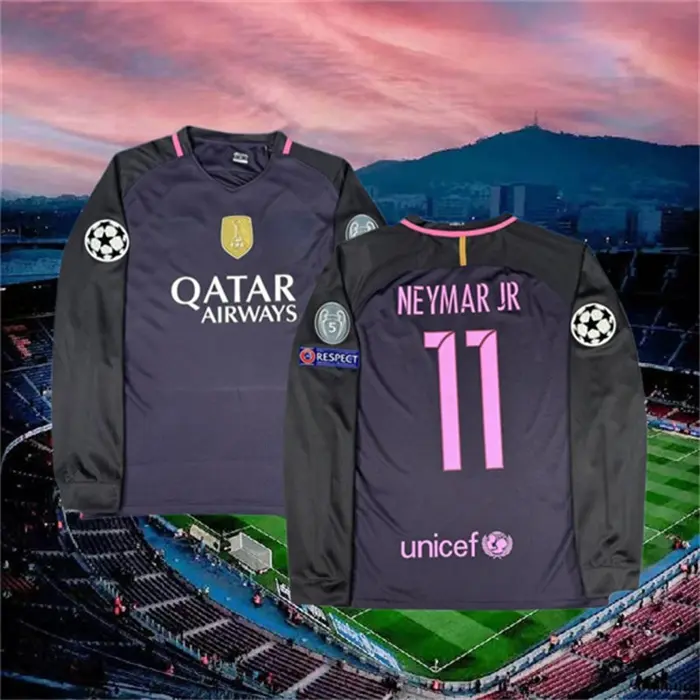 2016 2017 Away Retro No.11 Neymar Long Sleeve Soccer Jersey