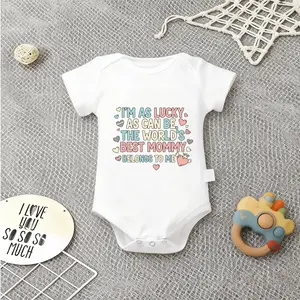 I LOVE MY MUMMY Print Baby Babysuit - Cute Baby Short Sleeve Onesies Romper For Infant, Newborn Humor Clothes for Boys Girls, Soft Casual Outfit, Outdoor 100% Cotton Triangle Jumpsuit