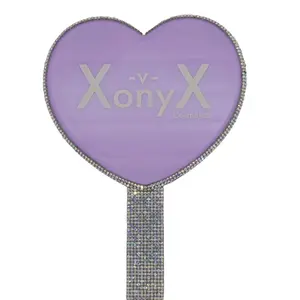 Beautiful Heart Shaped Hand held Rhinestone Mirror, Great for use in applying Make-Up or Eyelashes. Compact Lightweight