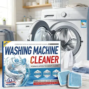 Washing Machine Cleaner Descaler 12 Pack - Deep Cleaning Tablets For HE Front Loader & Top Load Washer, Septic Safe Eco-Friendly Deodorizer, Clean Inside Drum And Laundry Tub Seal - 12 Month Supply Multifunction Strong Deodorization