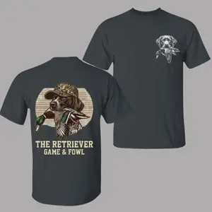 Duck Hunting T-Shirt, Retriever Game and Fowl Hunter Shirt for Men, Mallard Waterfowl Graphic Tee, Bird Dog Hunting Outfit, Gift Idea