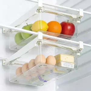 Fridge Drawer Organizer, Refrigerator Drawers for Fruit and Vegetable, Pull Out with Handle, Shelf Holder Box, Fit for Fridge Shelf 1.1"