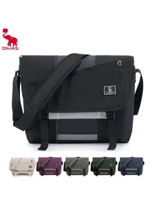 Men's Casual Solid Color Patched Design Shoulder Messenger Bag, Fashionable Large Capacity Waterproof Crossbody Bag for Work & Daily Used, Casual Trendy Versatile High-quality Daily Commuting Bag, Adjustable Sling Bag, Casual Crossbody Bags