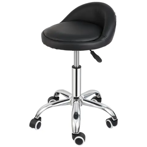 Segawe Sturdy Office Chair - Black PU Leather Padded Adjustable Height Swivel Rolling Chair, 360° Work Freedom, Antislip Wheels, 300lbs Capacity Commercial Barber Stool for Office Furniture