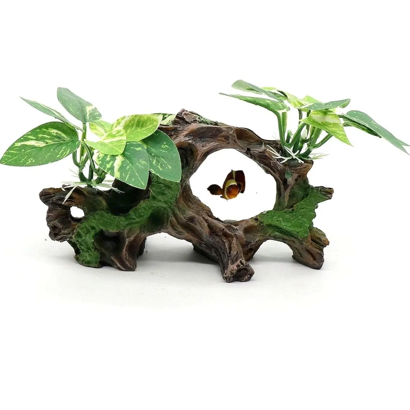 Fish Tank Decorations Artifical Driftwood Cave Aquarium Decor Ornaments Silk Aquarium Plants for Betta Fish Tank Accessories