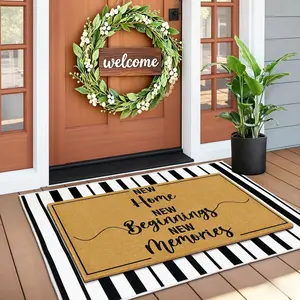 2 count Coir Door Mat Welcome Mats for Front Door Porch Black White Layering Rug for Outside Entrance Non Slip   Area Rugs for Outside Patio Housewarming  Idea for Family  23.6"x35.4"
