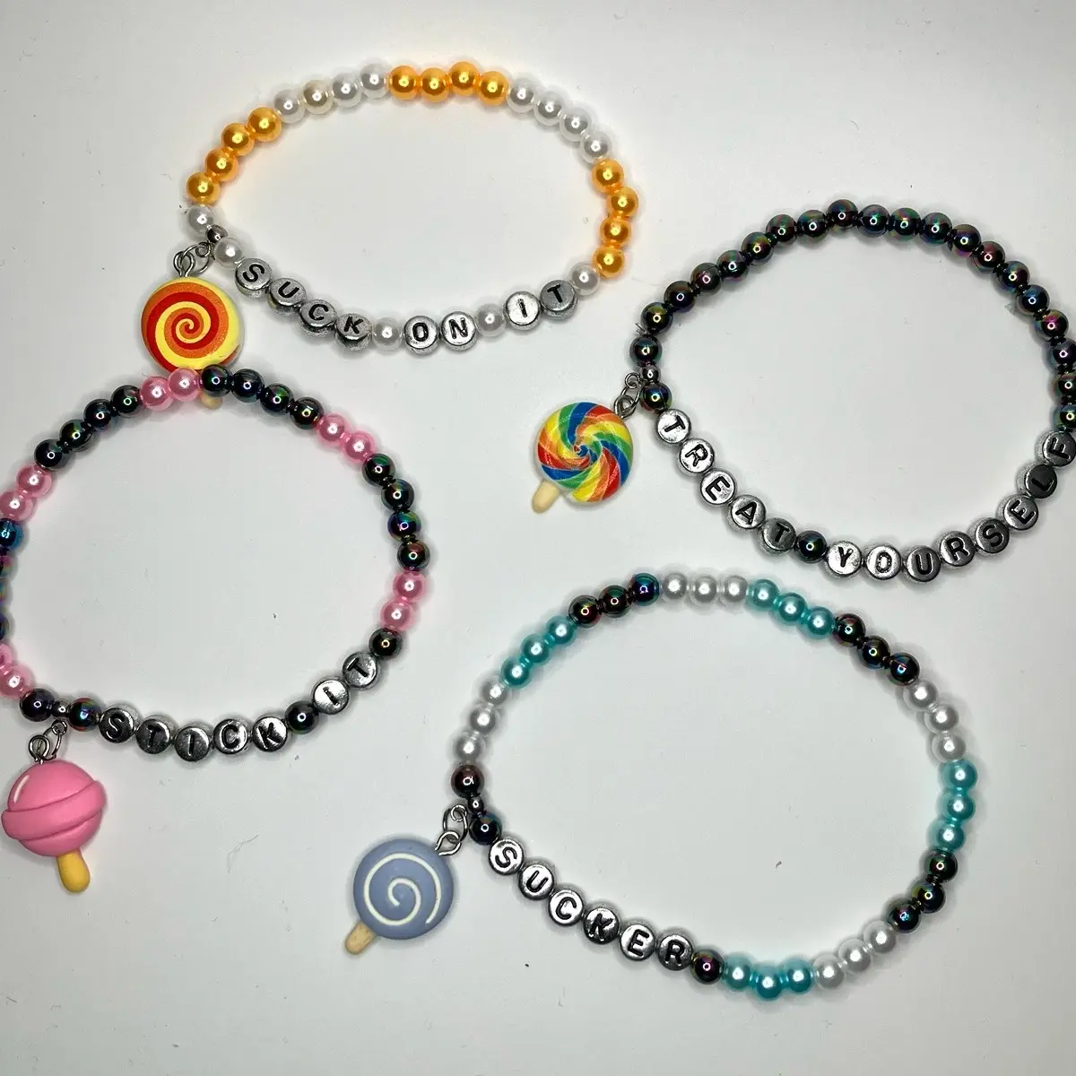 Lollipop funny pun beaded stretch bracelets woman gift
