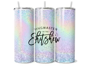 Ringmaster of the Sh*t Show Tumbler - Rainbow Glitter Insulated Travel Mug, BPA-Free Gift for Bosses & Coworkers