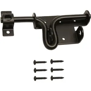 Black Heavy Duty Slide Bolt Gate Latch with Padlock Hole - Solid Hardware Thickened Metal Sliding Bolt Door Locks Gate Latches for Shed Door,Wooden Fences,Barn Doors,Yard Door,Outdoor Latch