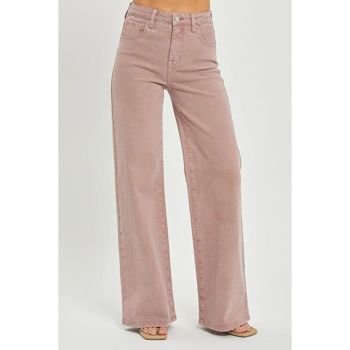 Risen Mauve High Rise Wide Leg Jeans