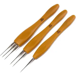 Dreadlocks Crochet Hook Set with Custom Plastic Handle 0.5mm Single Double Triple  for Loc Retightening Extensions and Maintenance 3 count Set