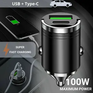 "Dual-core 90W ultra-fast charging" MRGLAS metal car charger | PD45W + QC45W dual-port simultaneous activation, thumb hidden pull ring design