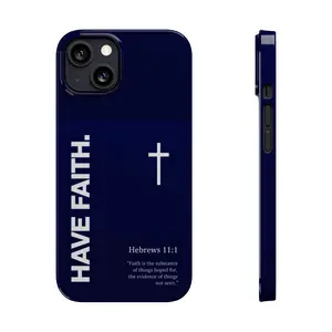 Dark Blue Faith phone case | Christian scripture Hebrews 11:1 cross