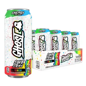 GHOST Energy Drink - 12-Pack, Sour Strips Rainbow, 16oz Cans - Energy & Focus & No Artificial Colors - 200mg of Natural Caffeine, L-Carnitine & Taurine - Gluten-Free & Vegan