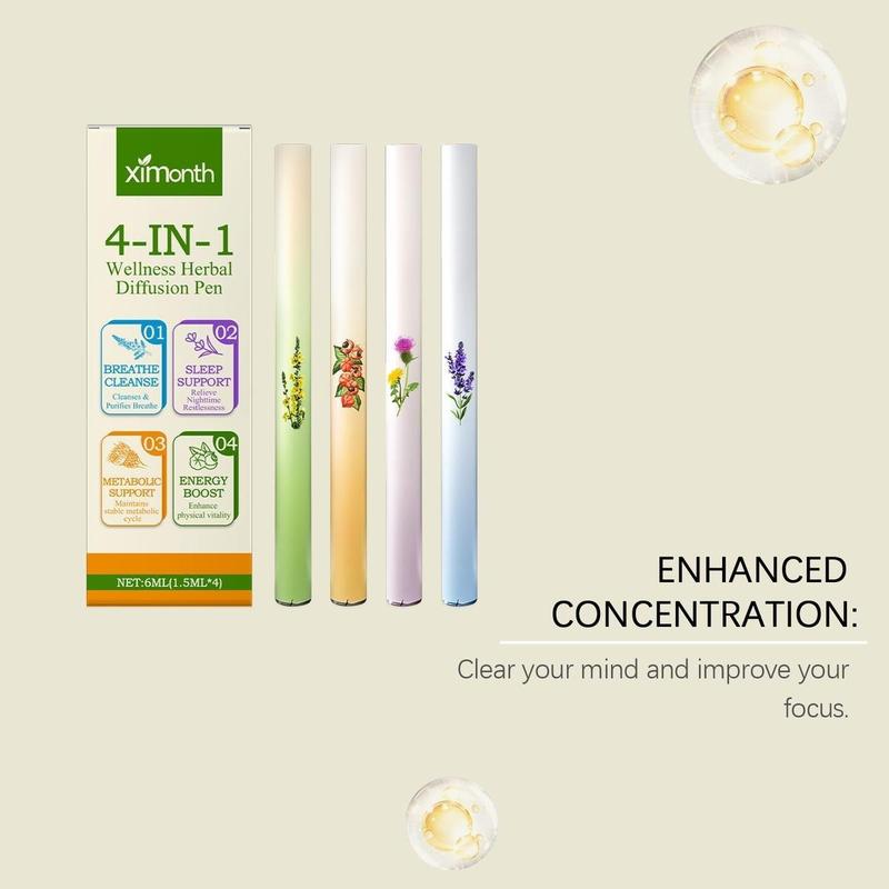 Herbal Care Stick 4 Counts Set Gentle Ingredients Nourish Comfortable Body Four Unique Recipes Natural Scent Daily Breathing Regulation