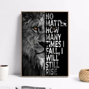 Lion Pattern Unframed Painting, 1 Count Modern Wall Art, Inspirational Quotes Print Painting, Wall Art Decor for Home Living Room Bathroom