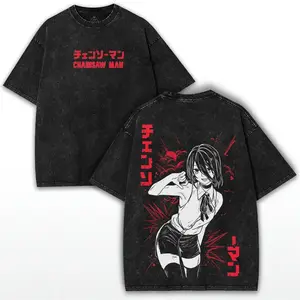 valentine shirts Japan Anime Denji Reze Peripherals Graphic Print T-shirt Vintage Washed 3Oversized Tops Men Women Cotton Loose Casual Tees