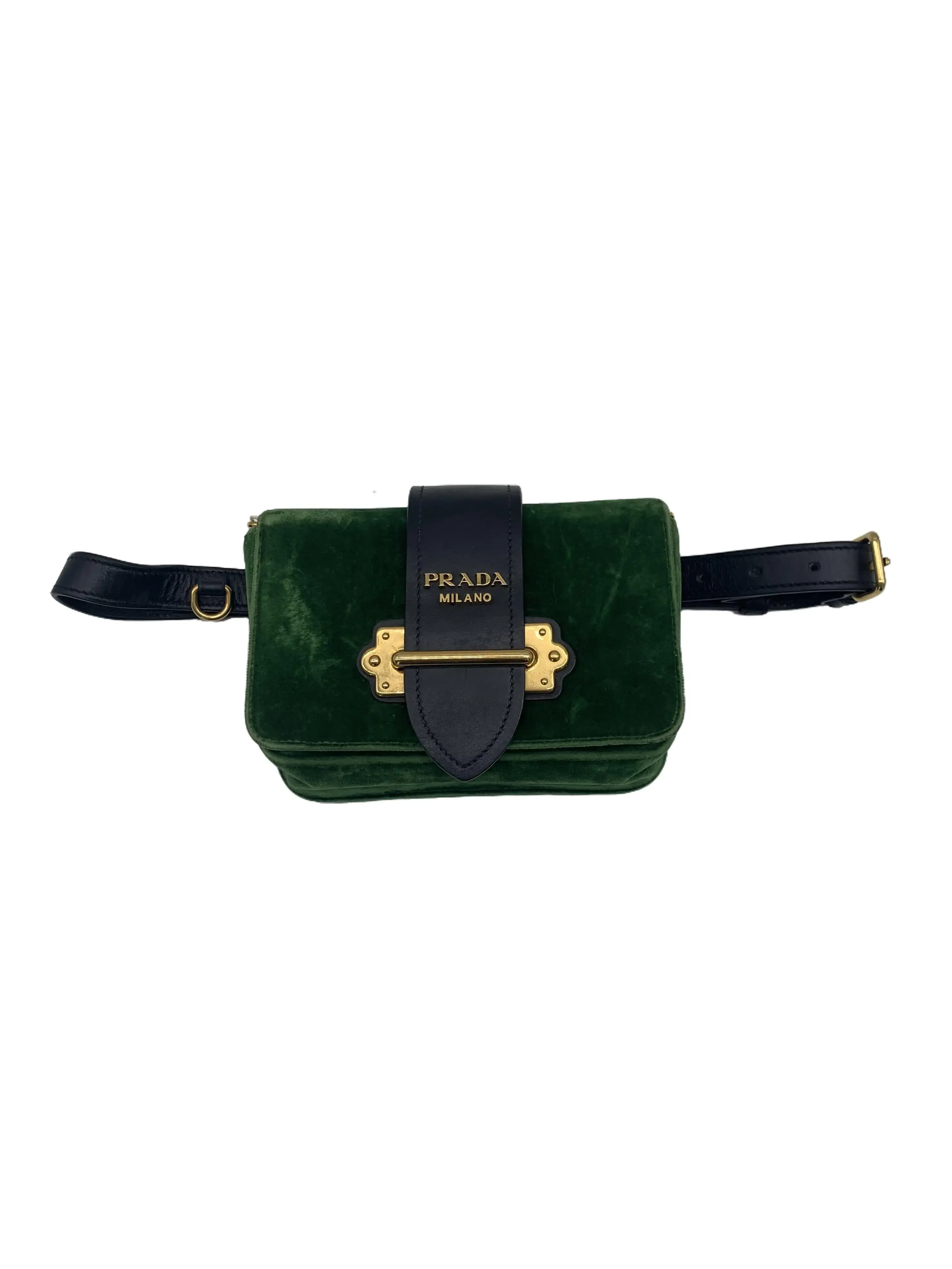 Pre-owned PRADA Green Velvet Waist Bag/WJ06129318/9318