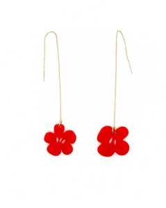 RONNIE PRIMROSE THREADER EARRING - Red