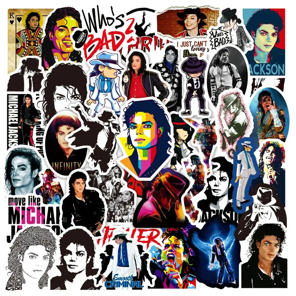3pcs 50Pcs Michael Jackson Graffiti Stickers Water Bottle Laptop Phone Bicycle Luggage Case Skateboard Children Adult Sticker Protective Protection