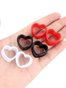6pcs Heart Shape Acrylic Ear Tunnels Plugs Set Mix Color Stretcher Expander Piercing Tunnels Gauge 6G-7/8 inch