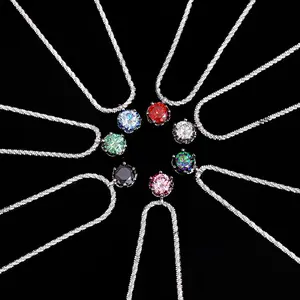 DLS Jewelry S925 Silver Crown Moissanite Necklace Women's Luxury Fashion Sparkling Cauliflower Chain Multi-Color Optional N001
