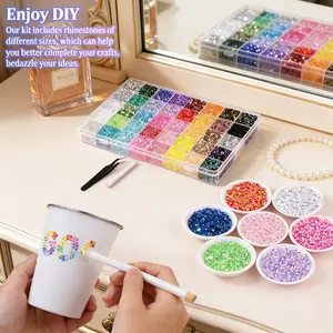 Bedazzling Kit, Rhinestone Bedazzling Kit – 18000/32000Pcs Colorful Glitter Resin Metallic Rhinestones Set with 3mm Mixed Crystals, Tools, Tweezers, Ideal for Nail Art, Handmade Clothing, Women’s Nail Care Supplies