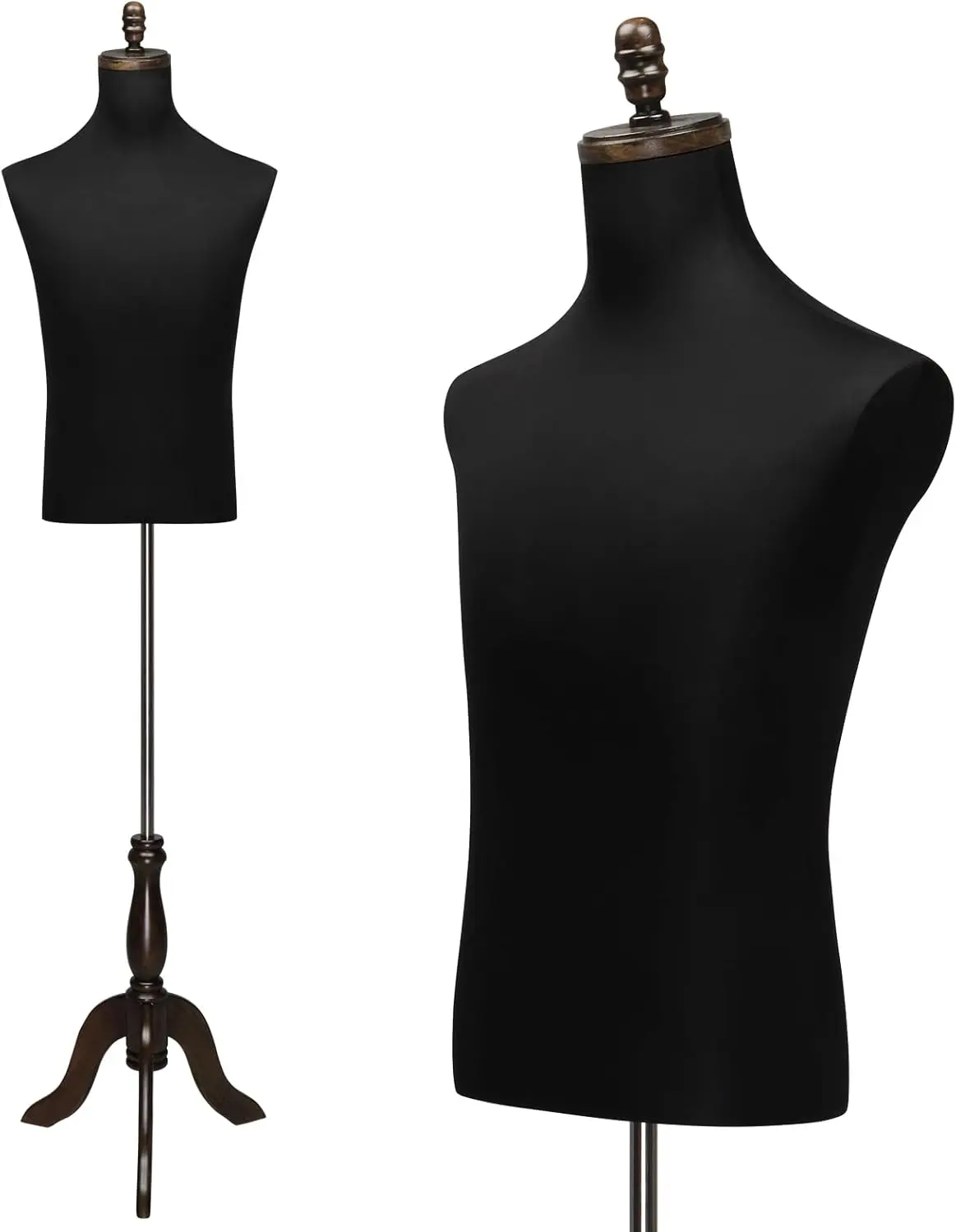 52''-75'' In Male Dress Form, Male Mannequin with Wooden Tripod Stand, Adjustable Height Torso Body for and Display and Sewing (Silk)