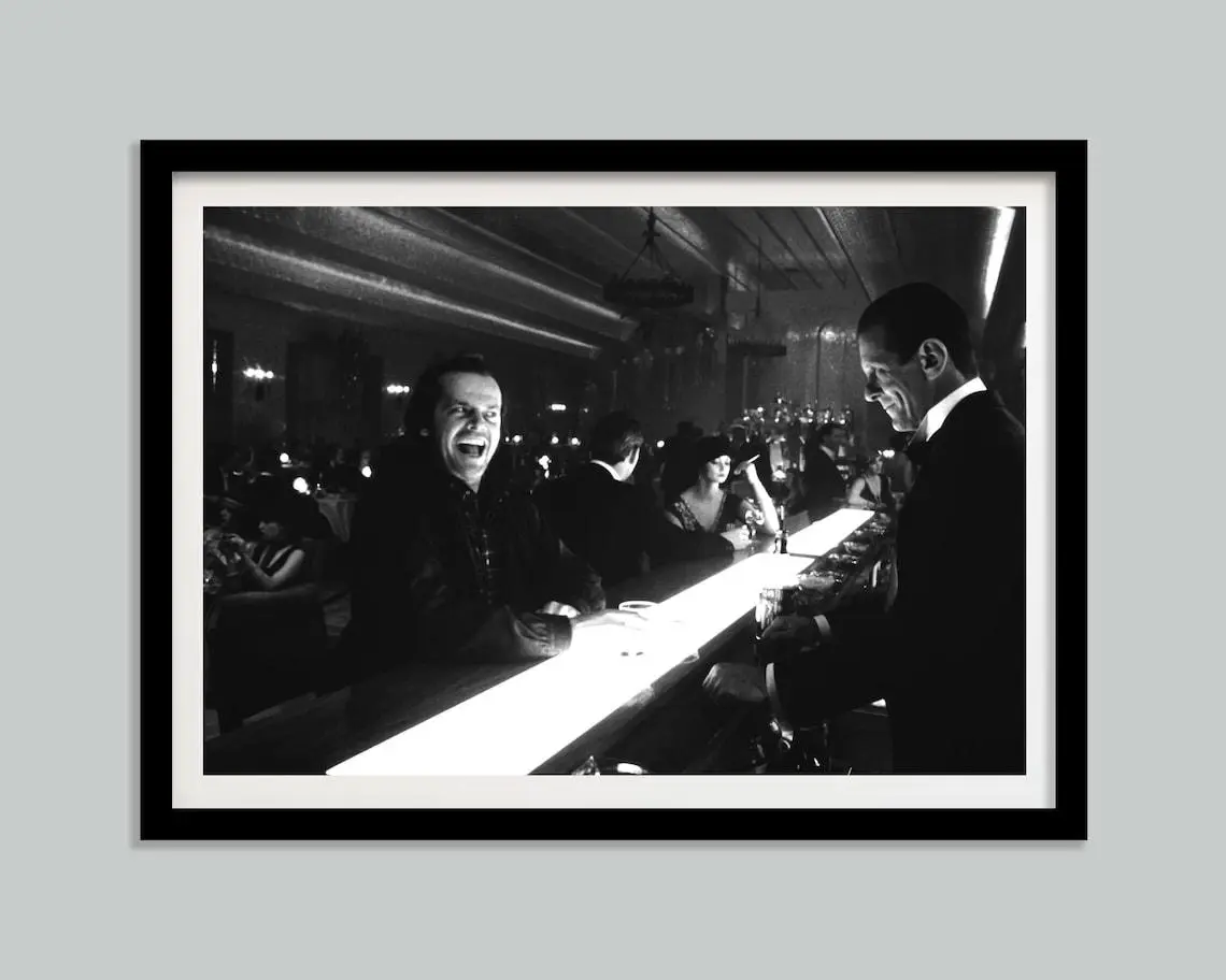 The Shining Poster, Jack Nicholson, Black and White, Bar Cart Print, Retro Movie Poster, Printable Wall Art, Room Décor