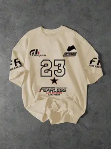 Men's Regular Fit Chicago Print Round Neck Sweatshirt, Casual Long Sleeve Crew Neck Pullover for Summer, Fashion Men's Top for Daily Wear, Hoodie, Fashion Streetwear