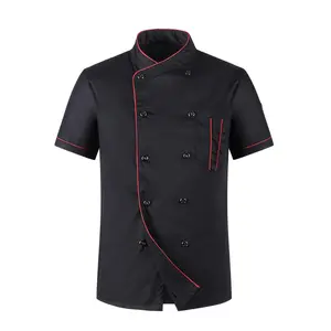 Professional Double-breasted 1pc Stand Collar Short Sleeve Chef Coat - With Pocket For Cook And Waiter Wear - Versatile Work Uniform
