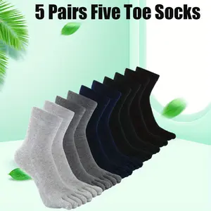 5 Pack Cotton Mid Tube Split Toe Socks Cotton Athletic Running Five Toe Socks Beauty & Personal Care woman sock